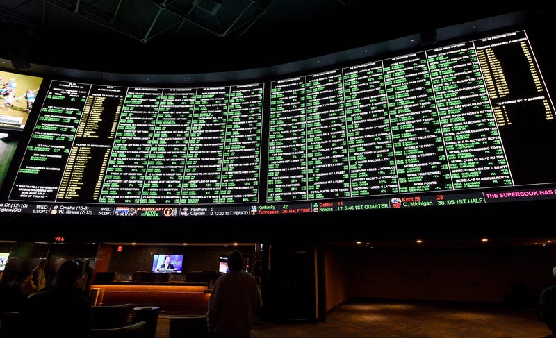 The big board at a sportsbook in Las Vegas
