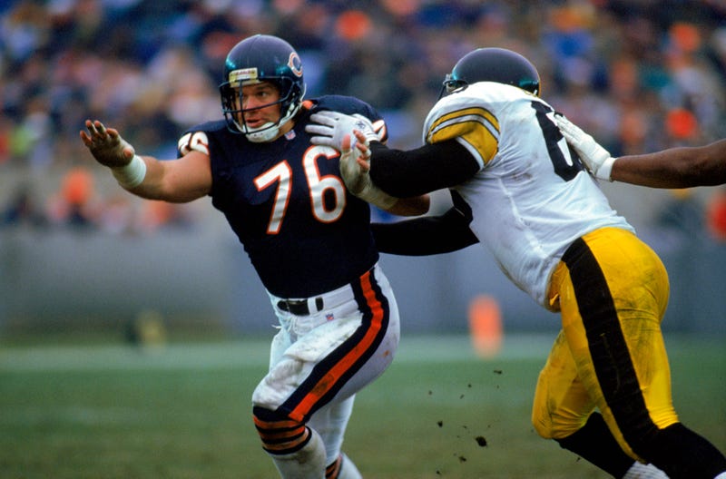 Steve McMichael, of the Chicago Bears, rushes the quarterback during a game against the Pittsburgh Steelers on Dec. 13, 1992, in Chicago. The Bears won 30-6.