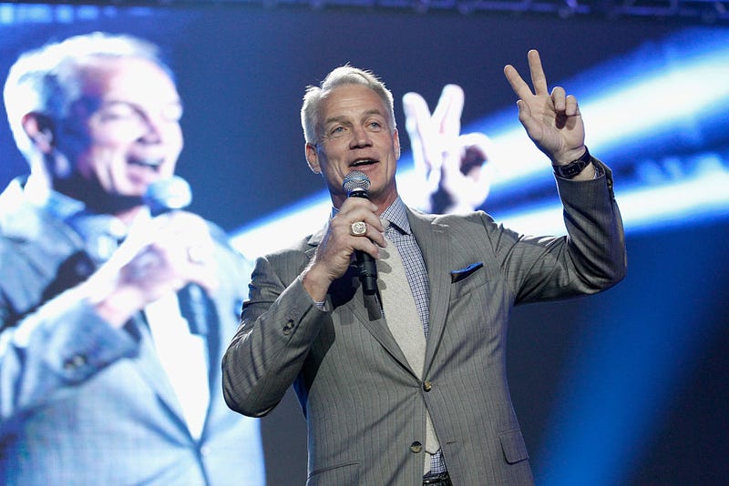 Taste of the NFL Board Member Daryl Johnston speaks onstage during Taste of the NFL 25th anniversary Party With A Purpose at Cow Palace on February 6, 2016 in San Francisco, California. 