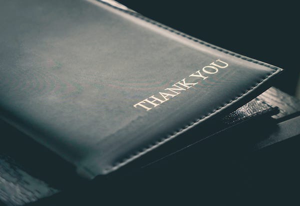 Restaurant Billing Tray that says "Thank You"