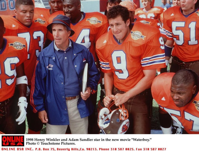1998 Henry Winkler And Adam Sandler Star In The New Movie "Waterboy."