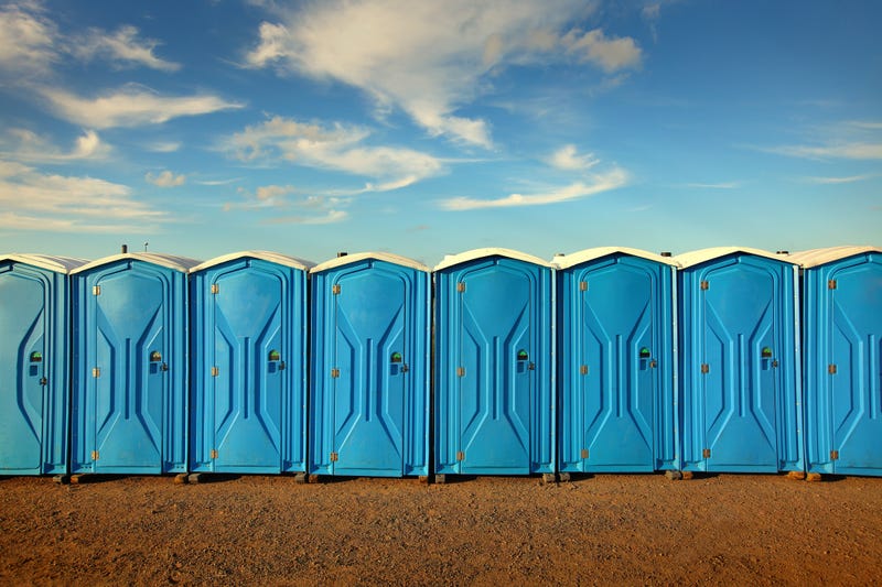 Portable toilets in a row