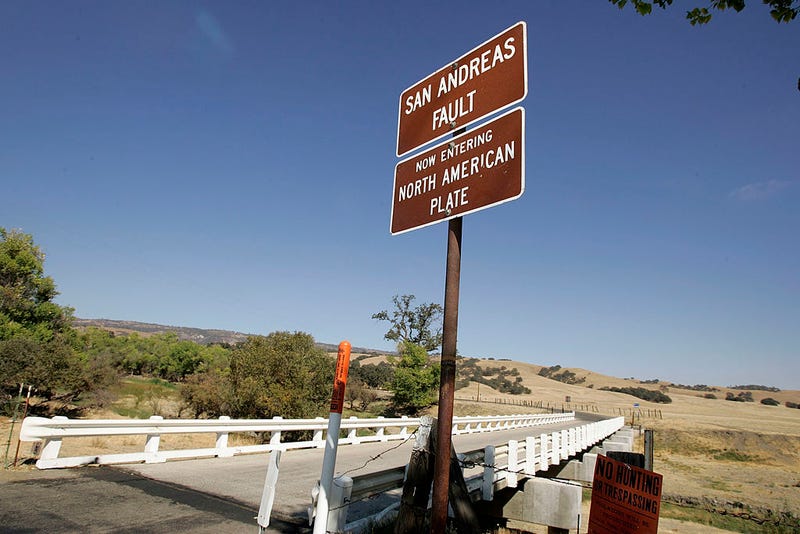 The Parkfield Coalinga bridge crosses over the San Andreas fault on the Parkfield Coalinga Road on September 30, 2004 Parkfield, California. 