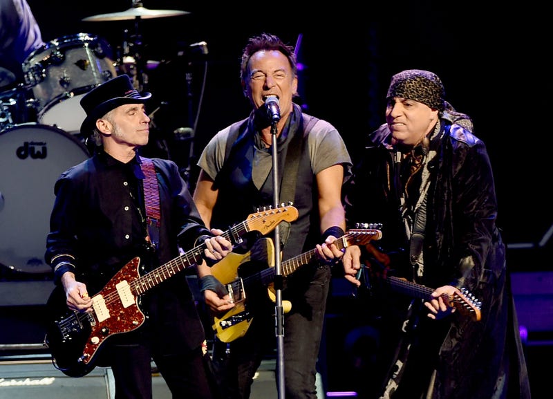 (L-R) Musicians Nils Lofgren, Bruce Springsteen and Stevie Van Zandt perform with Bruce Springsteen and the E Street Band at the Los Angeles Sports Arena on March 15, 2016 in Los Angeles, California