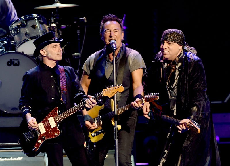 (L-R) Musicians Nils Lofgren, Bruce Springsteen and Stevie Van Zandt perform with Bruce Springsteen and the E Street Band at the Los Angeles Sports Arena on March 15, 2016 in Los Angeles, California