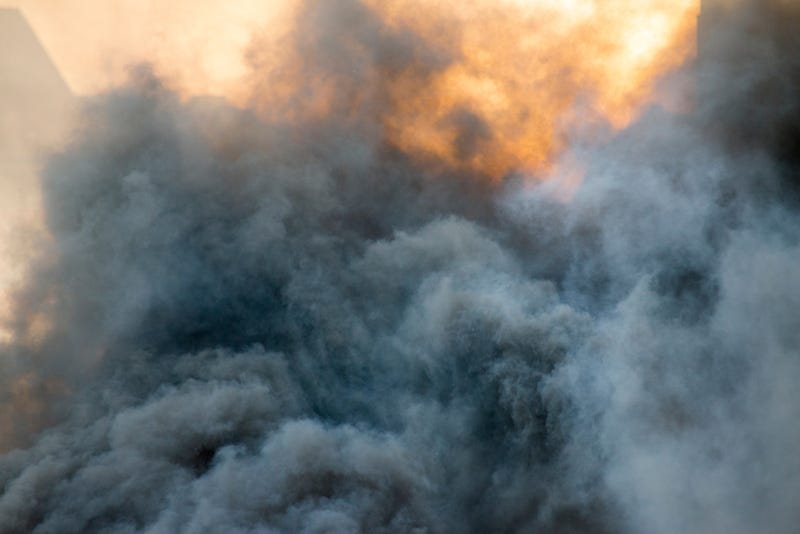 Smoke from a home fire.