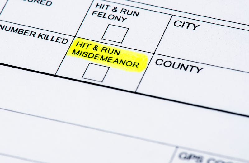 The hit and run section of a traffic collision report.