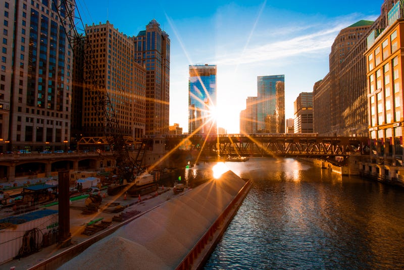 Chicago Cityscape with the Sun