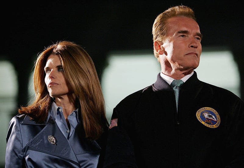 California Governor Arnold Schwarzenegger (R) and his wife Maria Shriver look on during the 73rd annual Christmas Tree Lighting Ceremony December 2, 2004 at the state capitol in Sacramento, California.