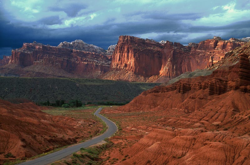 Thunderstorms move in quickly in the late summer afternoon at Capitol Reef National Park.
