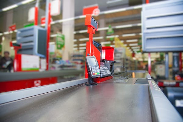 Grocery store checkout line