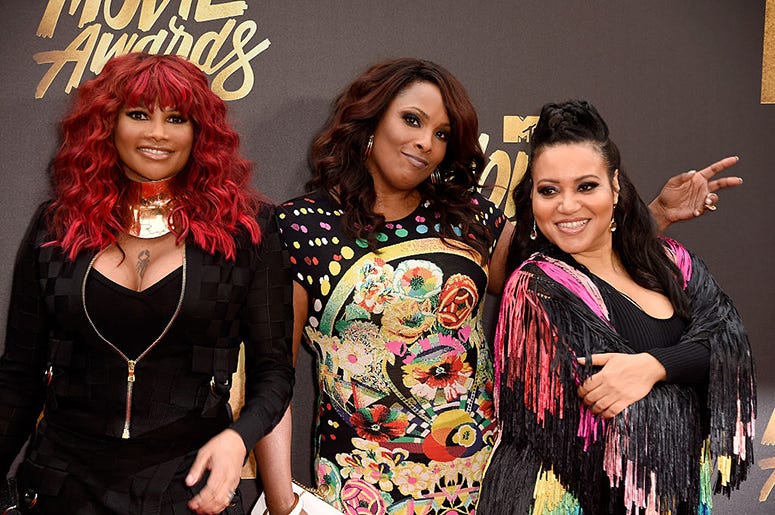 Sandra 'Pepa' Denton, DJ Spinderella and Cheryl 'Salt' James of Salt-N-Pepa