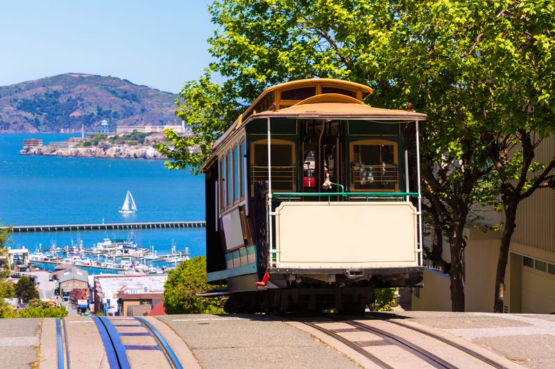 One of San Francisco's iconic cable cars in service.