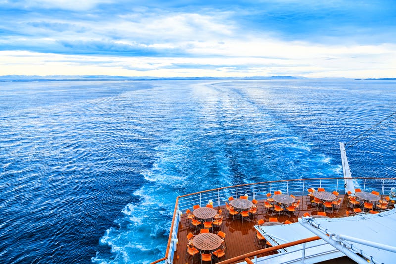 The deck of a cruise ship. 