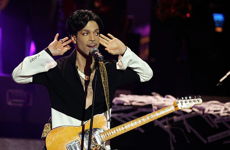 Musician Prince performs on stage at the 36th NAACP Image Awards at the Dorothy Chandler Pavilion on March 19, 2005 in Los Angeles, California. 