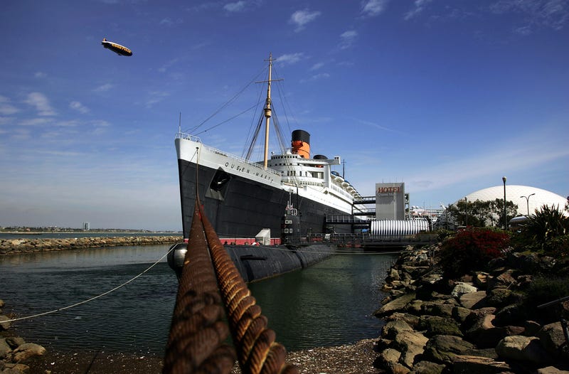 The Queen Mary, a historic ocean liner that was docked and turned into a tourist attraction 37 years ago, is seen where it still serves as a hotel and exhibit March 21, 2005 in Long Beach, California.