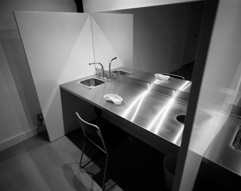 A supervised injection site in Vancouver, the first in North America.
