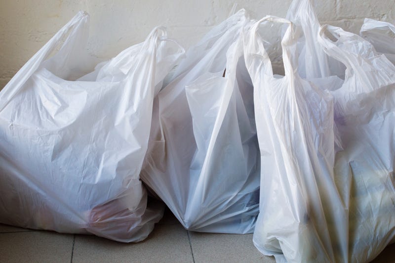 Plastic shopping bags.