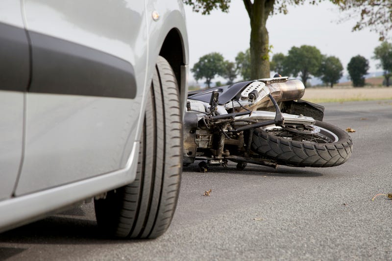 Accident with a car and a motorcycle. 