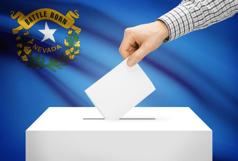 oting concept - Ballot box with national flag on background - Nevada