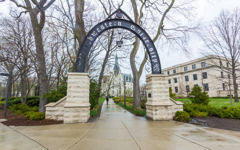 Weber Arch and University Hall at Northwestern University in Evanston, Illinois.