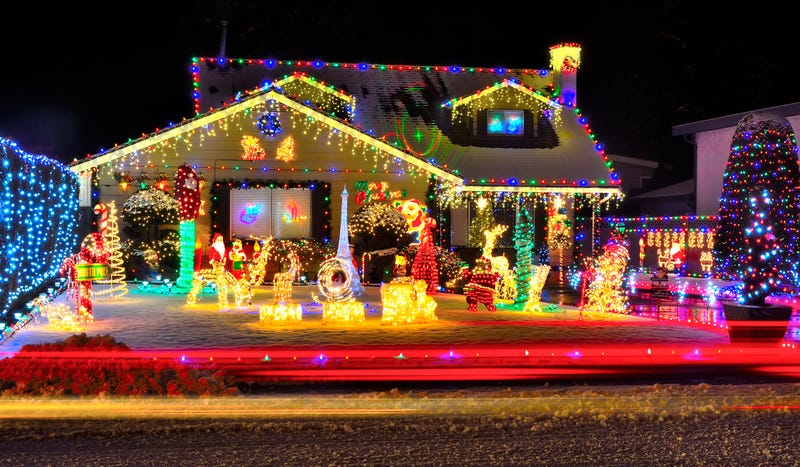 Christmas lights on a home. 