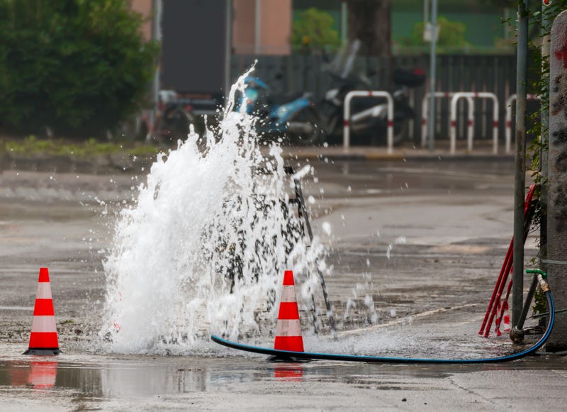Water spray in the road