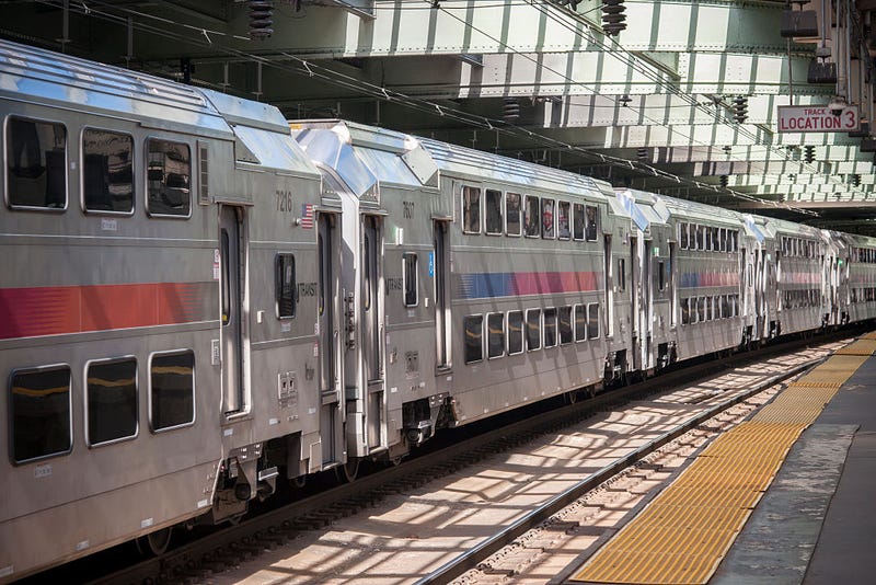 NJ Transit trains arrive at Newark Penn Station in Newark, New Jersey.