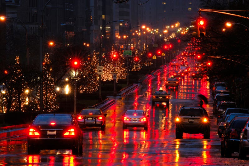 Christmas illumination at night along Park Avenue, Manhattan, New York