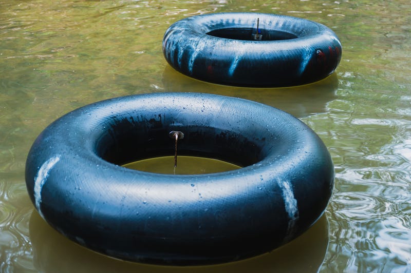 Inner tubes in the water