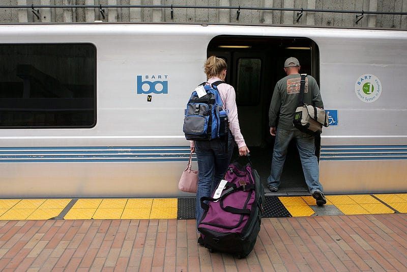 Commuters board a Bay Area Rapid Transit (BART) train July 5, 2005 in San Francisco, California.