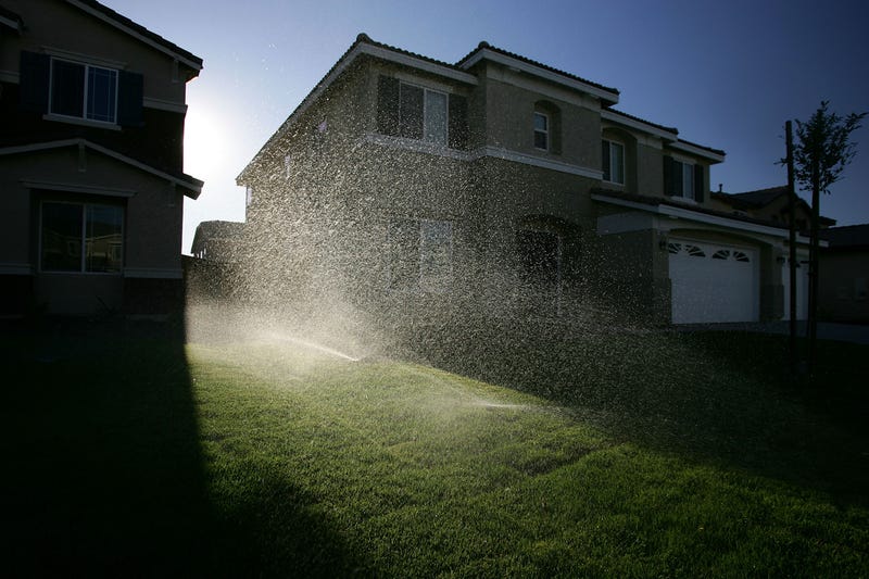 house with sprinklers