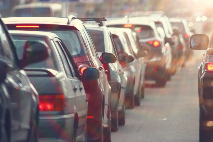 view of a traffic jam