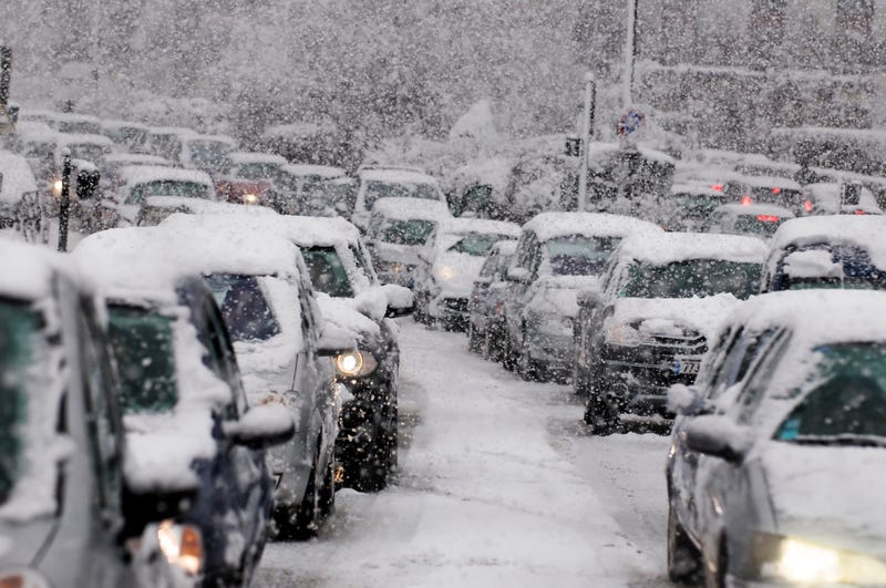 Winter traffic jam. 
