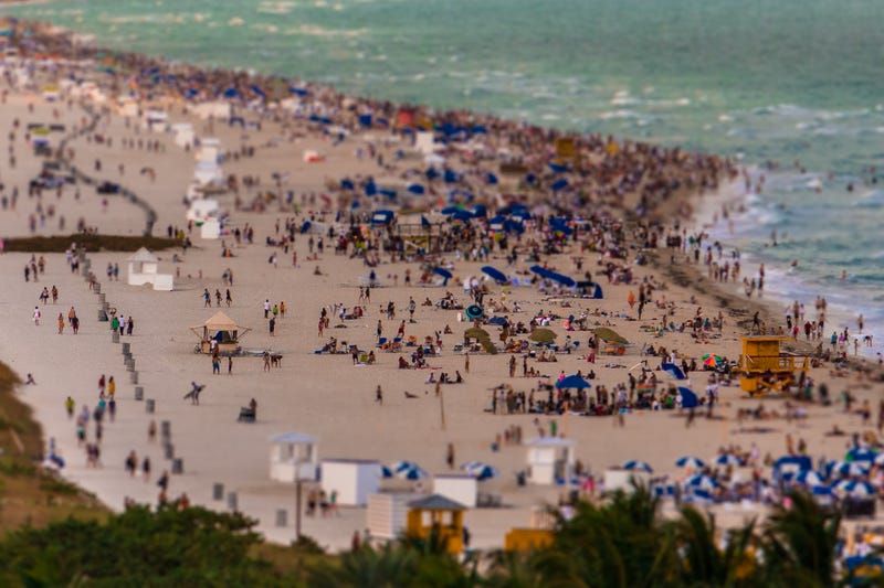 A busy Miami Beach over spring break. 