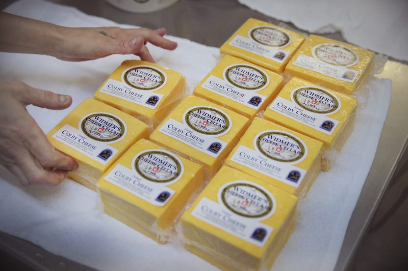 Colby cheese packages are prepared for shipping at Widmer's Cheese Cellars on June 27, 2016 in Theresa, Wisconsin.