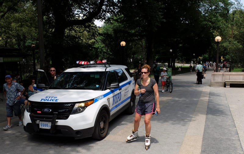 NYPD officers patrol in Central Park
