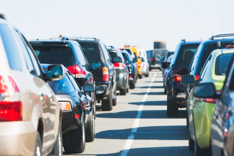 Cars stuck in traffic