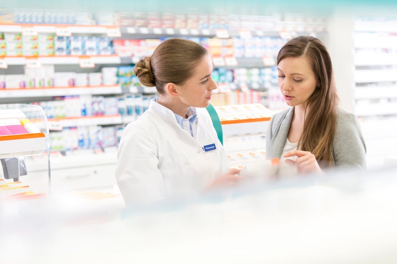 talking to pharmacist