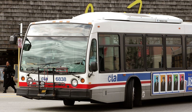 Chicago Transit Authority (CTA) bus is seen making a turn