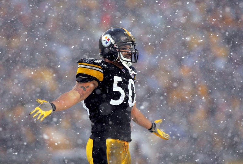 Larry Foote in the snow