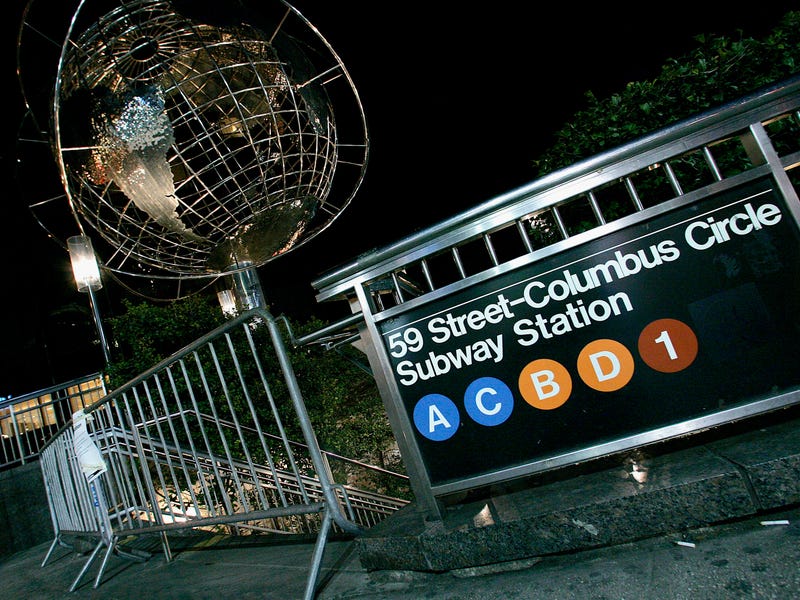 The 59th Street-Columbus Circle station where a man who was spitting on passengers was slashed on Wednesday.