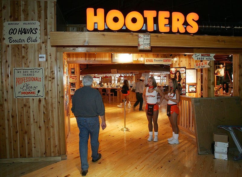 The entrance to Hooters Restaurant,
