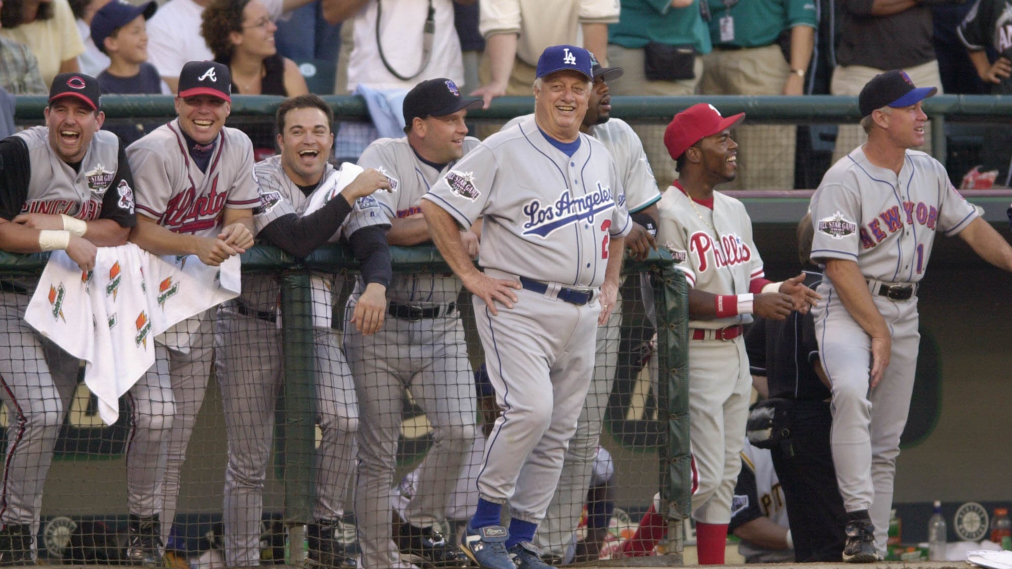 Rollins recalls Tommy Lasorda's All-Star tumble: 'I told you he was too close!'