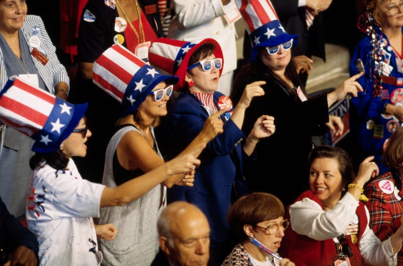 women at 1996 DNC dancing