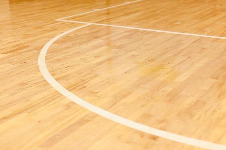 White lines on basketball court