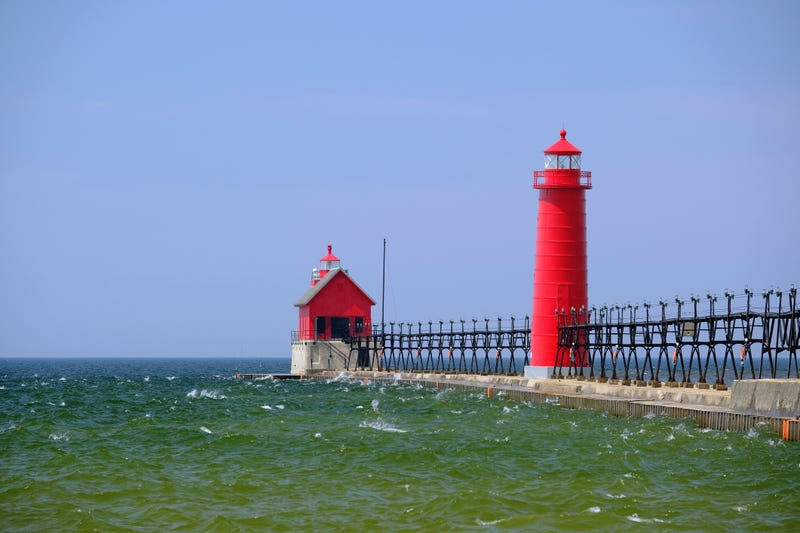 Grand Haven South Pierhead Inner Light, built in 1905, Lake Michigan, MI, USA