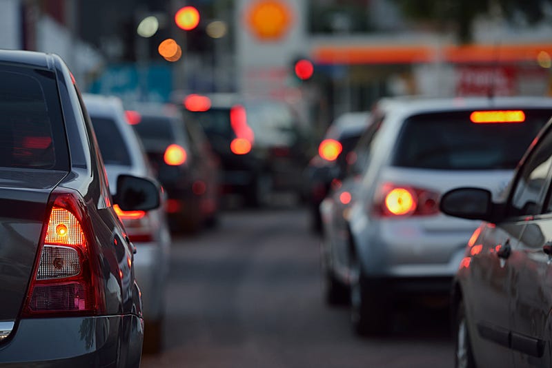 Brake lights on road