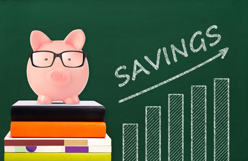 Piggy bank and savings chart