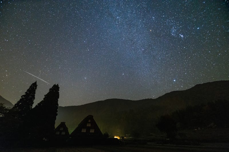 The Orionid meteor shower in the sky.